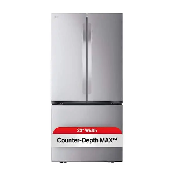 33 in. W. 21 cu.ft. SMART Counter Depth MAX 3-Door French Door Refrigerator with Ice Maker in PrintProof Stainless Steel, image 1 of 15