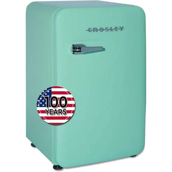 3.2 cu. ft. 1-Door Compact Refrigerator, Retro Design, Door Storage Bins, Adjustable Glass Shelves, Mint Green, image 1 of 6