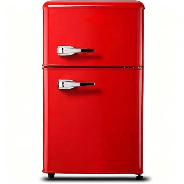 3.5 Cu.ft Red 2-Door Mini Fridge with Freezer, Removable Shelves, Perfect for Kitchen & Apartment, image 1 of 6