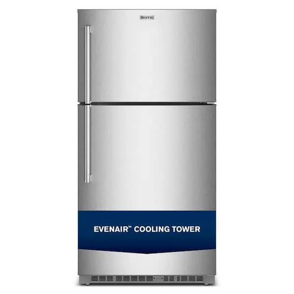 33 in. 21 cu. ft. Freestanding Top Freezer Refrigerator in Fingerprint-Resistant Stnlss with Factory-Installed Ice Maker, image 1 of 12