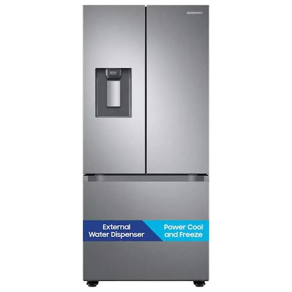 30 in. 22 cu. ft. Standard Depth Fingerprint Resistant Stainless Steel 3-Door French Door Smart Refrigerator w/Dispenser, image 1 of 15