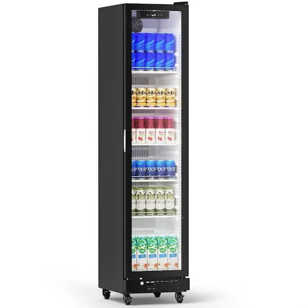 16.89 in. 8.3 cu. ft. counter depth Freezerless Refrigerator Glass Door Beverage Cooler LED Light in Black, image 1 of 6
