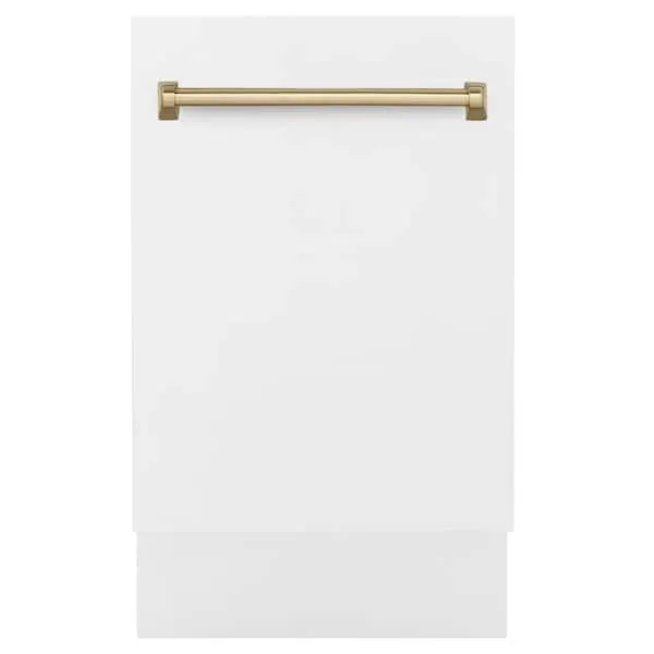 Autograph Edition 18 in. Top Control 8-Cycle Tall Tub Dishwasher with 3rd Rack in White Matte and Champagne Bronze, image 1 of 12
