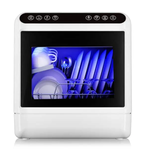 18 in. Countertop Dishwasher in White with 4-Cycles,4-Place Setting Capacity and 360° Dual Spray,Lower Noise, image 1 of 9
