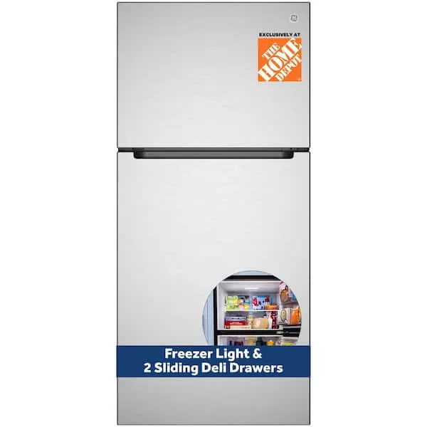 21 cu. ft. 30in. Garage Ready Top Freezer Refrigerator in Fingerprint Resistant Stainless Steel w/2-Sliding Deli Drawers, image 1 of 13