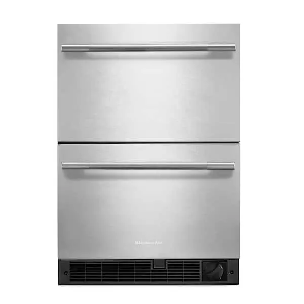 24 in. 4.2 cu. ft. Under Counter Double Drawer Refrigerator in Black Cabinet with Stainless Doors, image 1 of 13