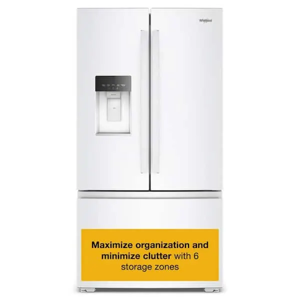 36 in. 23 cu. ft. Counter Depth French Door Refrigerator in White with In-Door Water & Ice, image 1 of 14