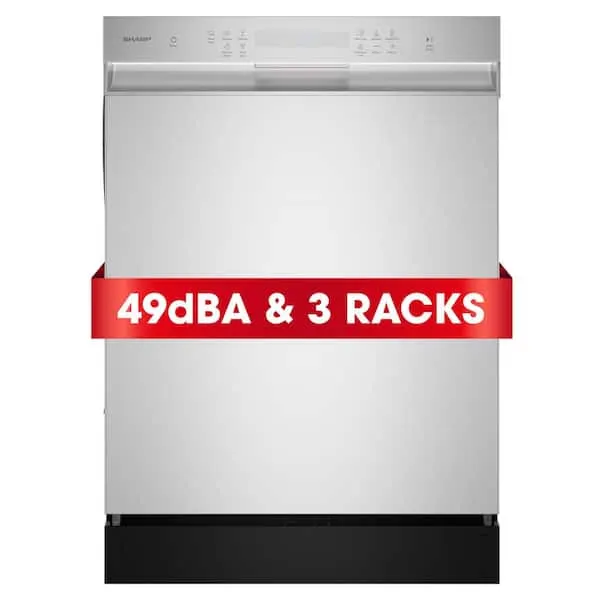 24 in. Front Control Standard Built-In Stainless Steel Dishwasher with 3rd Rack Hybrid Tub and 5 Washing Cycles, image 1 of 16