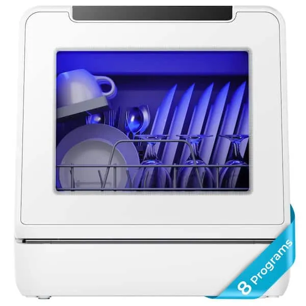 17 in. Countertop Dishwasher in White with 5 L Built-in Water Tank, Drain Hose, 8-Modes with Self Clean, image 1 of 6