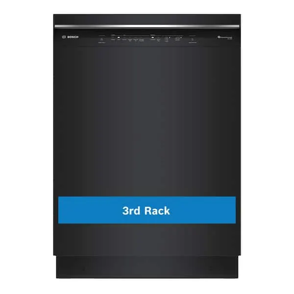 300 Series 24 in. Black Front Control Tall Tub Dishwasher with Stainless Steel Tub and 3rd Rack, Quiet 46 dBA, image 1 of 14