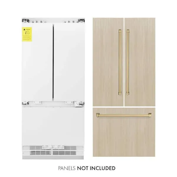 Autograph Edition 36 in. 3-Door Panel Ready French Door Refrigerator w/ Ice, Water Dispenser, Champagne Bronze Handle, image 1 of 11