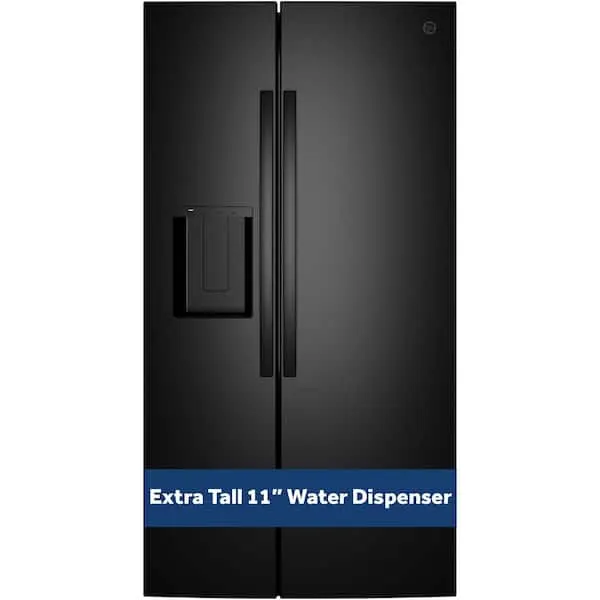 ENERGY STAR 36 in. 27.9 cu. ft. Side-By-Side Refrigerator in BLACK w/ Extra Tall Dispenser and In-Door Icemaker, image 1 of 14