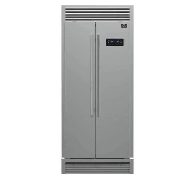 Salerno 33 in. 15.6 cu. ft. Side-by-Side Refrigerator in Stainless Steel, Decorative Grill, 37 in. W, image 1 of 13