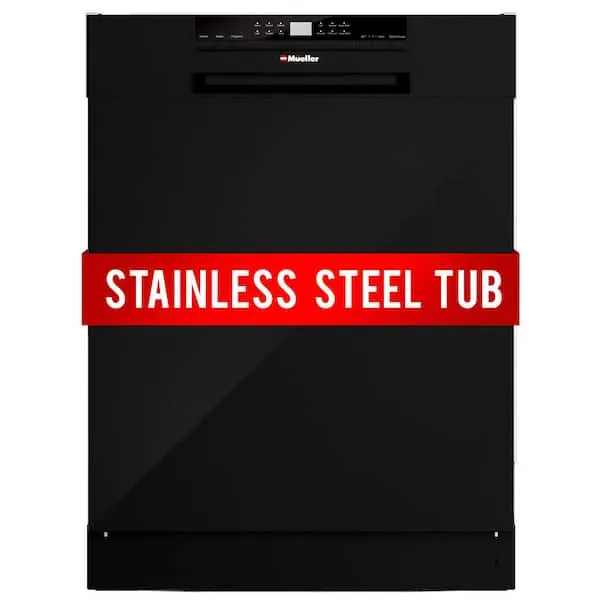 24 in. Black Stainless Steel Front Control Digital Built-In Dishwasher with 3-Stage Filtration, 6 Smart Wash Programs, image 1 of 9