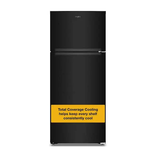 28 in. 18 cu. ft. Freestanding Top Freezer Refrigerator in Black with Total Coverage Cooling, image 1 of 14