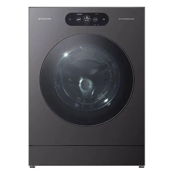 SIGNATURE 5.8 cu. ft. Ventless Smart Front Load Electric Heatpump All-in-One Washer Dryer Combo in Brushed Black Steel, image 1 of 14
