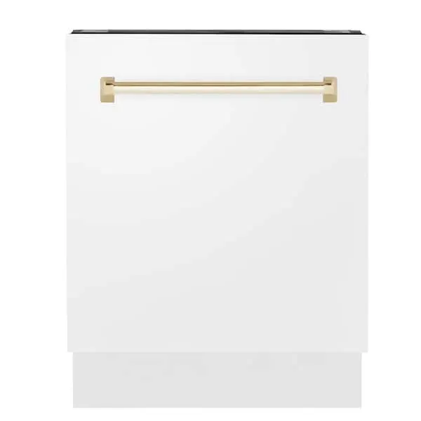 Autograph Edition 24 in. Top Control 8-Cycle Tall Tub Dishwasher with 3rd Rack in White Matte and Polished Gold, image 1 of 12