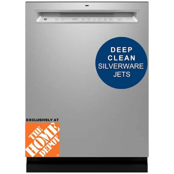 24 in. Fingerprint resistant, stainless Steel Front Control Built-In Tall Tub 45 dBA Dishwasher w/ 3rd Rack, Bottle Jets, image 1 of 14