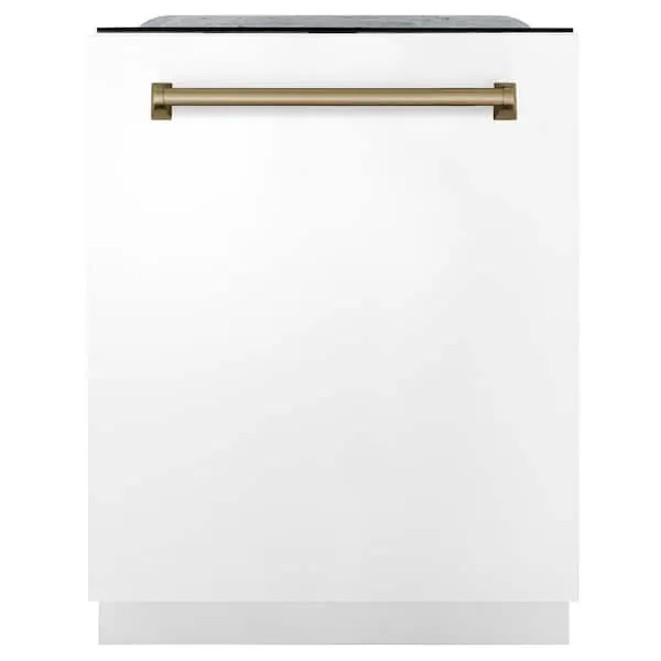 Autograph Edition 24 in. Top Control 6-Cycle Tall Tub Dishwasher with 3rd Rack in Matte White and Champagne Bronze, image 1 of 13