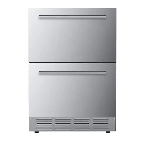 23.4 in. 5 cu. ft. Built-In and Standard Beverage Refrigerator Double Drawer Refrigerator in Stainless Steel Silver, image 1 of 11
