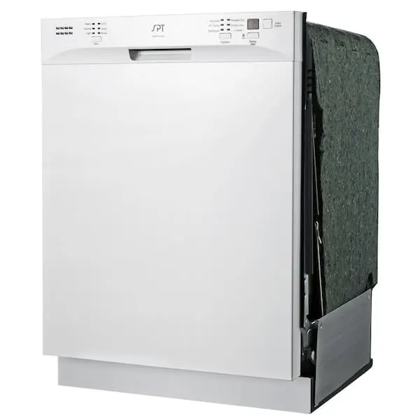 24 in. White Front Control Smart Dishwasher Digital 120-volt Stainless Steel Tub with Steam Cleaning, image 1 of 8