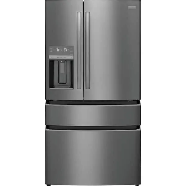 Gallery 36 in. 22 cu. ft. Counter-Depth 4-Door French Door Refrigerator in Smudge-Proof Black Stainless Steel, image 1 of 15