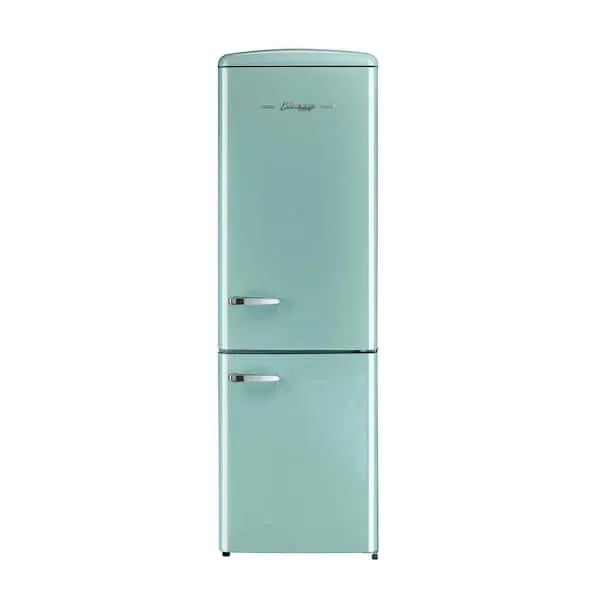 Classic Retro 23.6 in 11.7 cu. ft. Frost Free Retro Bottom Freezer Refrigerator in Ocean Mist Turqoise, ENERGY STAR, image 1 of 12