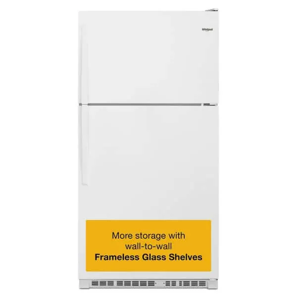 33 in. 20.5 cu. ft. Wide Top Freezer Refrigerator in White with Frameless Glass Shelves, image 1 of 13