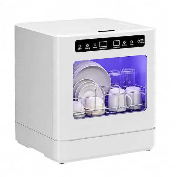 16 in. Countertop Dishwasher in White with 4-Cycles, 5-Place Settings and 360° Dual Spray, image 1 of 10