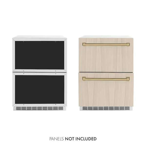 Touchstone 24 in. 4.6 cu. ft. Panel-Ready Drawer Refrigerator with Custom Door and Champagne Bronze Handles, image 1 of 11