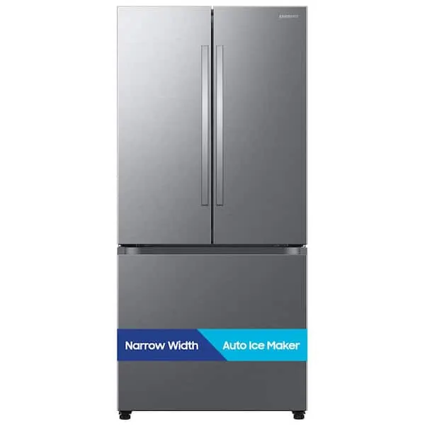 33 in. 25 cu. ft. Bespoke AI Standard Depth 3-Door French Door Refrigerator in Stainless Steel with Auto Ice Maker, image 1 of 15