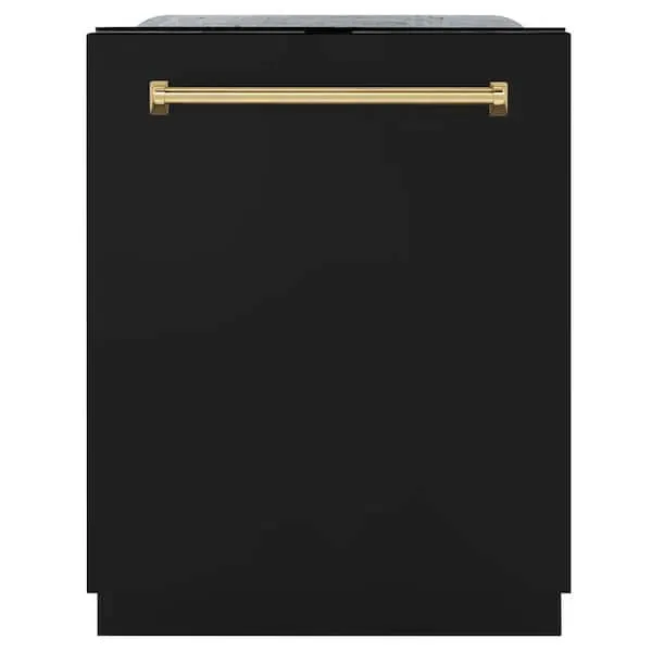 Autograph Edition 24 in. Top Control Tall Tub Dishwasher with 3rd Rack in Black Matte with Polished Gold Handle, image 1 of 13