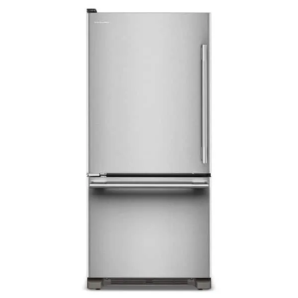 30 in. 19 cu. ft. Standard-Depth Bottom Freezer Refrigerator in PrintShield Stainless with Left Door Swing, image 1 of 12