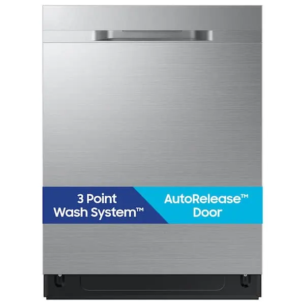 24 in. 48 dBA Top-control Built-in Tall Tub Dishwasher in Stainless Steel with 3 Point Wash & AutoRelease Door Drying, image 1 of 14