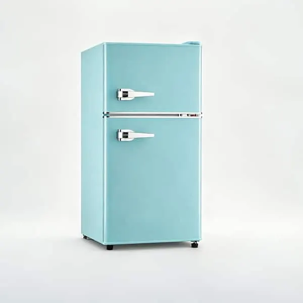 3.5 Cu.ft Blue 2-Door Mini Fridge, Built-in Freezer, Removable Shelves, For Kitchen & Apartment, image 1 of 7