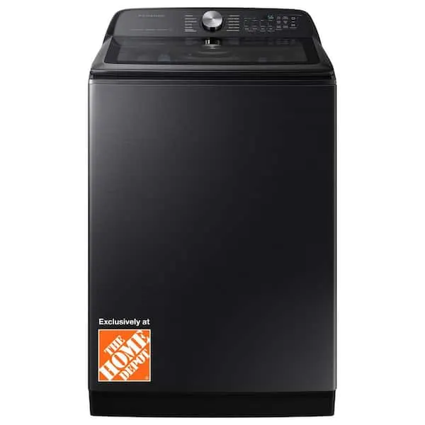 5.2 cu. ft. High-Efficiency Large Capacity Smart Top Load Washer in Brushed Black with Impeller and Super Speed Wash, image 1 of 15