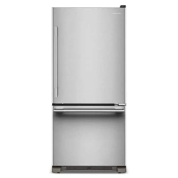 30 in. 19 cu. ft. Standard-Depth Bottom Freezer Refrigerator in PrintShield Stainless with Right Door Swing, image 1 of 14