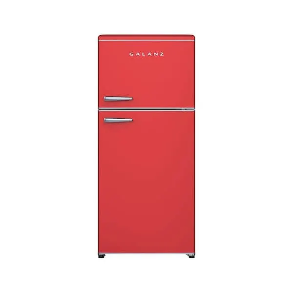 18 cu. ft. Retro Top Mount Freezer Refrigerator with Glass Shelves in Red, image 1 of 6