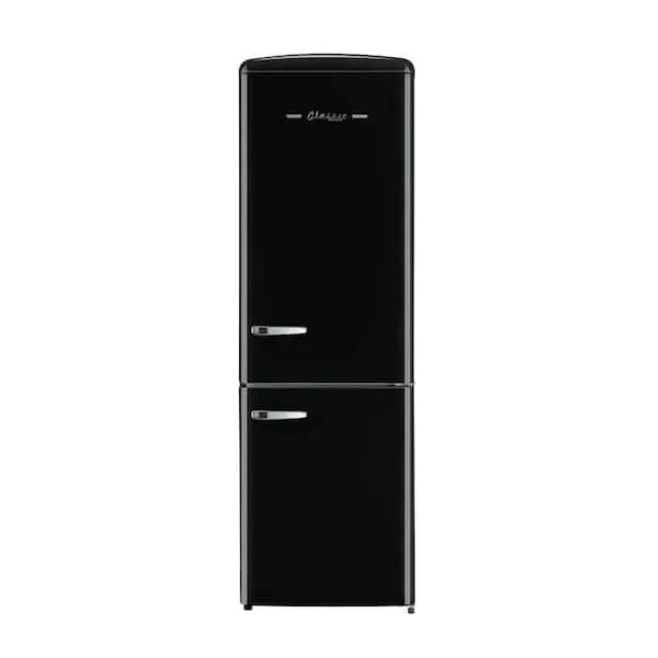 Classic Retro 24 in 11.7 cu. ft. Frost Free Retro Bottom Freezer Refrigerator in Midnight Black, Energy Star, image 1 of 12