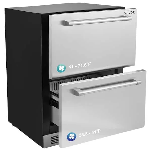 24 in. Undercounter Refrigerator 2 Drawer Wine Refrigerator with Different Temperature 4.87 cu. ft. Capacity, image 1 of 12