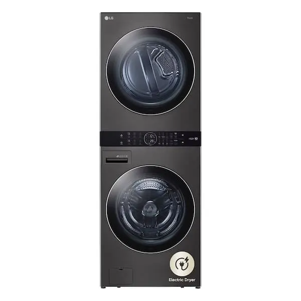 WashTower Stacked SMART Laundry Center 4.5 Cu.Ft. Front Load Washer & 7.4 Cu.Ft. Electric Dryer in Black Steel w/ Steam, image 1 of 14