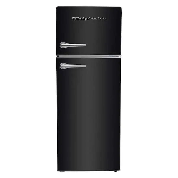 7.2 cu. ft. Retro Top Freezer Refrigerator in Black with Chrome Handle and Trim, image 1 of 4