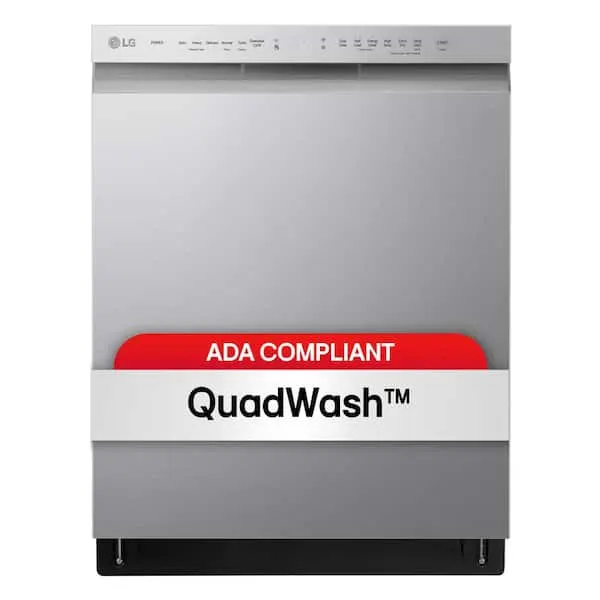 24 in. Stainless Steel Front Control Built-In Dishwasher with Stainless Steel Tub, Quadwash, Dynamic Dry, ADA, 48 dBA, image 1 of 15