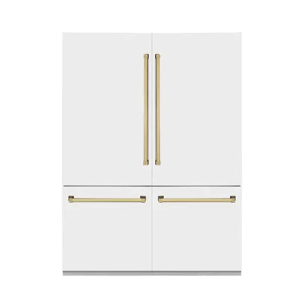 Autograph Edition 60 in. 4-Door French Door Refrigerator w/ Ice & Water Dispenser in White Matte & Polished Gold, image 1 of 14