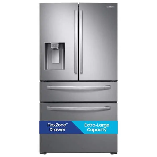 36 in. 28 cu. ft. Standard Depth 4-Door French Door Smart Refrigerator in Fingerprint Resistant Stainless Steel, image 1 of 16