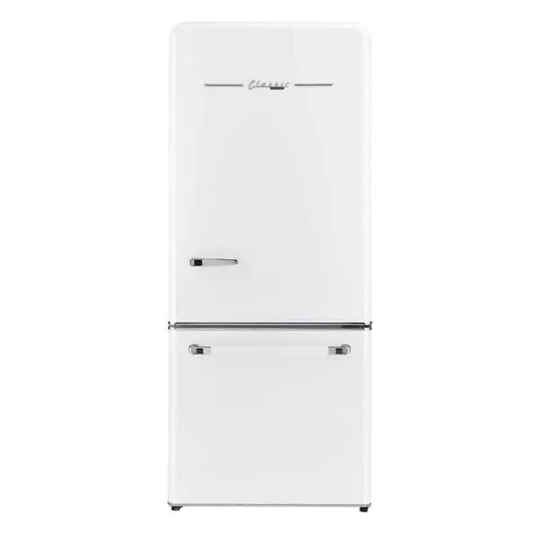 Classic Retro 30 in 17.7 cu. ft. Frost Free Retro Bottom Freezer Refrigerator in Marshmallow White, ENERGY STAR, image 1 of 13