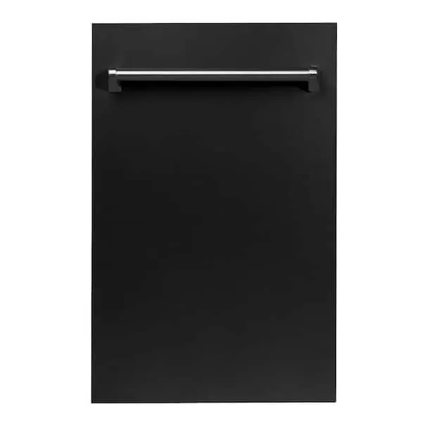 18 in. Top Control 6-Cycle Compact Dishwasher with 2 Racks in Black Matte and Traditional Handle, image 1 of 11