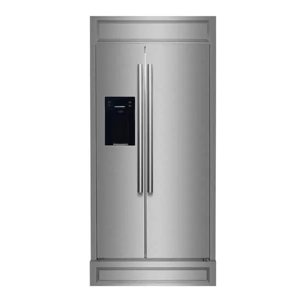 Salerno 36 in. Built-in Side by Side Stainless-Steel Refrigerator with Modern Decorative Grill 20 cu. ft., image 1 of 8