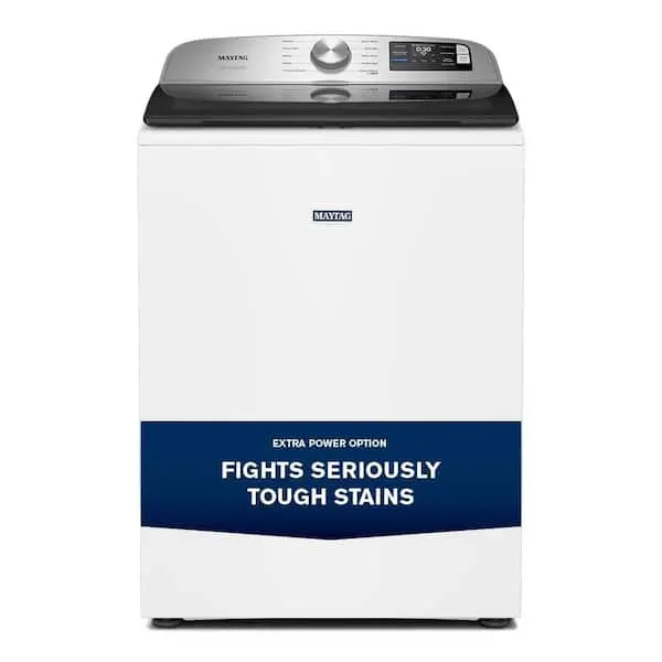 5.2 cu. ft. Top Load Washer in White with Agitator, Extra Power Option and Smart Appliance, image 1 of 13