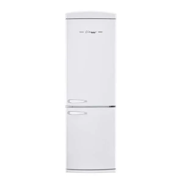 Classic Retro 24 in 11.7 cu. ft. Frost Free Retro Bottom Freezer Refrigerator in Marshmallow White, Energy Star, image 1 of 11